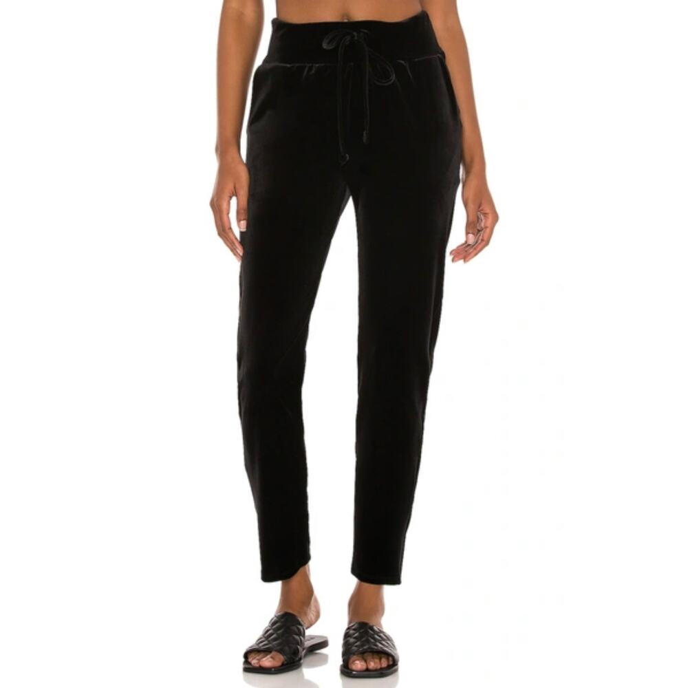 Commando Black Velvet Drawstring Jogger Pants Size XS NWT‎